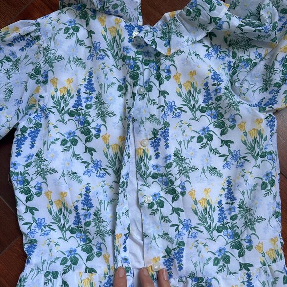 Janie & Jack White Blue and Green Floral Swing Dress Size 10 - Picture 2 of 6